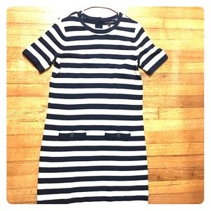Banana Republic Striped Sweater Dress Navy Sleeve
